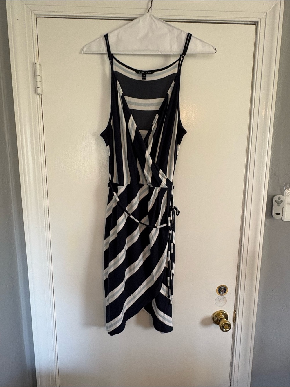 41 Hawthorn XXL Striped Faux Wrap Tie Waist Dress